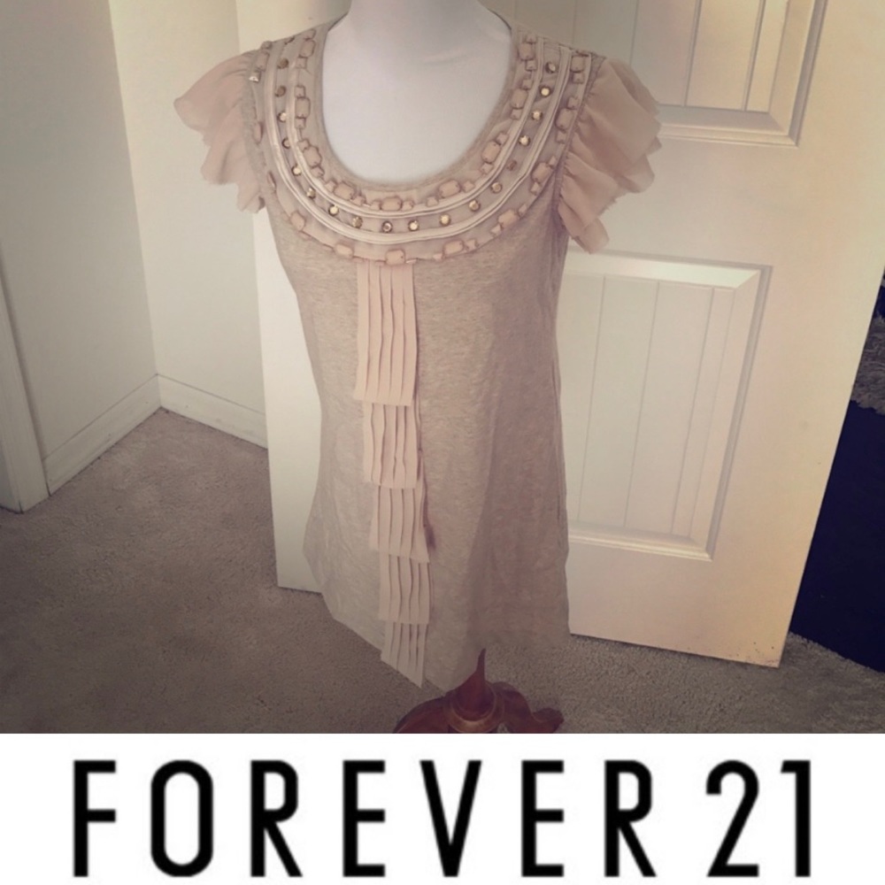 Cream fancy beaded tshirt